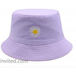 Flower Embroidery Hat Summer Travel Bucket Beach Sun Hat UPF 50+ Sun Protection Reversible Vistor Outdoor Cap for Men&Women Pink-Purple at Women’s Clothing store