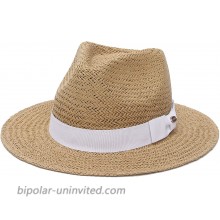 GEMVIE Womens Straw Panama Hat Summer Beach Straw Fedora Cap Wide Brim Straw Sun Hat with Bow Band at  Women’s Clothing store