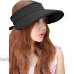 HINDAWI Sun Hats for Women with UV Protection Wide Brim Sun Hat Visor Summer Beach Outdoor Foldable Womens Cap Black at Women’s Clothing store