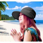HINDAWI Sun Hats for Women with UV Protection Wide Brim Sun Hat Visor Summer Beach Outdoor Foldable Womens Cap Black at Women’s Clothing store