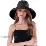 iHomey Women Wide Brim Sun Hats Foldable UPF 50+ Sun Protective Bucket Hat Pure Black at Women’s Clothing store