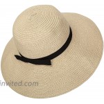 Janrely Women Floppy Sun Beach Straw Hats Wide Brim Packable Summer Cap Beige at Women’s Clothing store