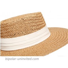 JOLLQUE Straw Hats for Women Panama Hat Fedora Summer Beach Sun Hat Cream