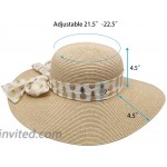 Krono Krown Women's Wide Brim Floppy Summer Beach Sun Hat for Ponytail w Cute Ribbon Bow - Paper Straw Adjustable UPF50+ Ivory Golden Flamingo at Women’s Clothing store