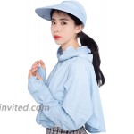 LANGUO MAOYI Sun Protection Clothing for Women Fashion Cap with Mask for Outdoor Hiking Fishing in Summer Removable Long Sleeve UPF 50+ Blue