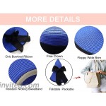 MonicaSun Women Wide Brim Straw Sun Hat Floppy Foldable Roll up Cap Beach Summer Hats UPF 50+ Blue at Women’s Clothing store