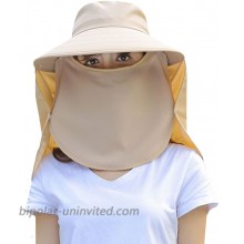 Monique Women Men Cotton Sunhat UPF 50+ UV Protection Sun Hat Removable Neck Face Flap Hat Cap Khaki at  Women’s Clothing store