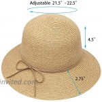 MORSTYLE Women Foldable Straw Bucket Cloche Summer Sun Beach Hat Packable Adjustable UPF50+ Natural-Tan at Women’s Clothing store