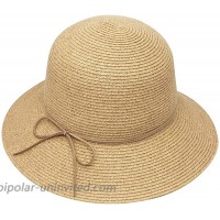 MORSTYLE Women Foldable Straw Bucket Cloche Summer Sun Beach Hat Packable Adjustable UPF50+ Natural-Tan at  Women’s Clothing store