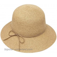 MORSTYLE Women Foldable Straw Bucket Cloche Summer Sun Beach Hat Packable Adjustable UPF50+ Natural-Tan at  Women’s Clothing store