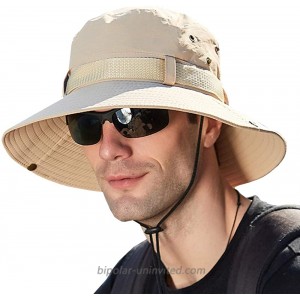 Outdoor UPF 50+ UV Sun Protection Waterproof Breathable Wide Brim Bucket Sun Hat for Men Women Khaki-3 at  Men’s Clothing store