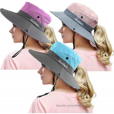 Peicees 3PCS Women's Outdoor UV Protection Foldable Mesh Wide Brim Beach Fishing Hat at  Women’s Clothing store