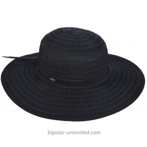 Scala Women's Sewn Ribbon Crusher Hat Black One Size at  Women’s Clothing store Sun Hats