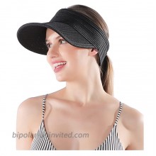 SHALAC Foldable Sun Hat for Women UV Protection Wide Brim Roll-up Beach Hat for Girls Adjustable UPF Summer Straw Hat D. Black at  Women’s Clothing store