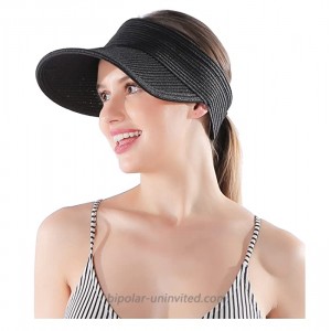 SHALAC Foldable Sun Hat for Women UV Protection Wide Brim Roll-up Beach Hat for Girls Adjustable UPF Summer Straw Hat D. Black at  Women’s Clothing store