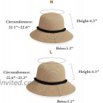 Straw Sun Hat for Women with UV Protection Wide Brim Chin Strap Floppy Hat Khaki at Women’s Clothing store