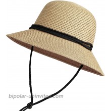 Straw Sun Hat for Women with UV Protection Wide Brim Chin Strap Floppy Hat Khaki at  Women’s Clothing store