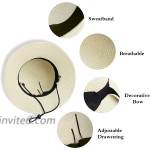Summer Beach-Hats for Women - Floppy Straw-Sun-Hats New Bowknot Roll-Up Cap Beige 56-58cm 22-22.8inch at Women’s Clothing store