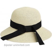 Summer Beach-Hats for Women - Floppy Straw-Sun-Hats New Bowknot Roll-Up Cap Beige 56-58cm 22-22.8inch at  Women’s Clothing store