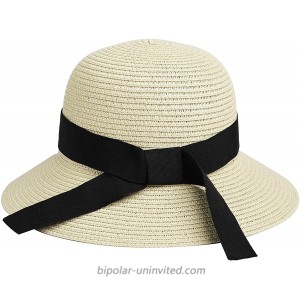 Summer Beach-Hats for Women - Floppy Straw-Sun-Hats New Bowknot Roll-Up Cap Beige 56-58cm 22-22.8inch at  Women’s Clothing store