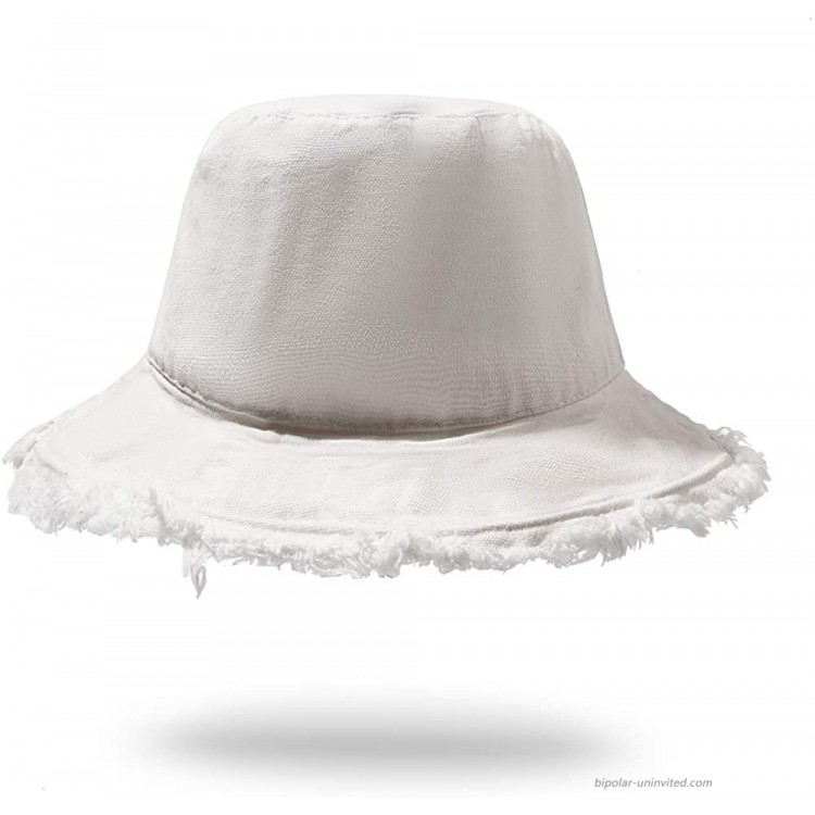 Sun Hats for Women Outdoor Fishing Wide Brim Hat Bucket Hat Summer Vacation Beach UV Hat Travel White at Women’s Clothing store