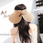 Sun Visor Hats for Women Sun Protection Wide Brim Straw Roll Up Summer Beach Hat UPF 50+ Packable Beach Cap for Sports Fan Visors Khaki at Women’s Clothing store