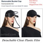Triworks Baseball Cap & Bucket Hat Detachable Fashion Sun Hat Unisex Anti-Sunburn Clear Film Plastic Reusable UV-Proof Hat Great Necessary Item for Go Out Supermarket Shopping Beach Pool at Women’s Clothing store