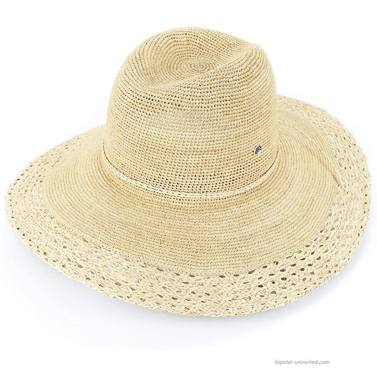 Wide Brim Sun Hat Summer Beach Straw Hat Fedora Crochet with Braid UV Protection Natural at Women’s Clothing store