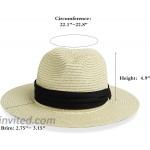 Women Men Jazz-Panama Straw-Sun-Hat - Wide Brim Straw Hat Beach UPF Foldable Packable Sun Hat Summer Beige Medium at Women’s Clothing store