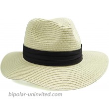 Women Men Jazz-Panama Straw-Sun-Hat - Wide Brim Straw Hat Beach UPF Foldable Packable Sun Hat Summer Beige Medium at  Women’s Clothing store