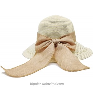 Women Natural Straw Sun Hat UV Protection Wide Brim Hat Foldable Package with Decorative Ribbon for Women Accessories Summer Beach Travel Outdoor Activities Fishing White at  Women’s Clothing store