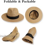 Women Straw-Panama-Hat Summer Beach Hat - Floppy Fedora Cap Khaki Medium