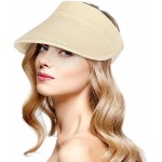 Women Straw Sun Visor Hat Roll Up Hat Beach Hats for Women Wide Brim Visors for Women Men UPF 50+ Running Golf Visor Beige at Women’s Clothing store