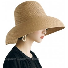 Women Summer UV-Protection Wide Brim Foldable Straw Sun Hat Travel Beach Cap Khaki One Size at  Women’s Clothing store