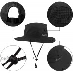 Women-Sun-Hat Safari-Sun-Protection Bucket - Beach-Outdoor Summer Hat Ponytail-Wide-Brim Breathable Black S M56-58cm at Women’s Clothing store