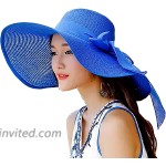 Women's Foldable Beach Straw hat Large Along The Straw hat Sun Protection Sun hat Dark Blue at Women’s Clothing store