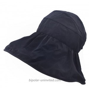 Women's Foldable Summer Sun Hat UV Protection Wide Large Brim Visors Hat Roll Up Beach Hat Empty Top Caps Black