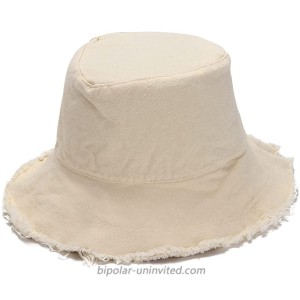 Womens Raw Hem Bucket Hats Summer Wide Brim Sun Hat Foldable Packable for Beach Vacation Travel Outdoors Plain Beige at  Women’s Clothing store