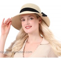 Womens Straw Hat Beach Floppy Packable Sun Hat for Women 2021 New Vision Ladies Summer Foldable Hat UPF 50+ Beige at  Women’s Clothing store