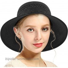 Womens Summer Sun Protection Hat Wide Brim UV UPF 50+ Hats Women Beach Straw Cap Black at  Women’s Clothing store