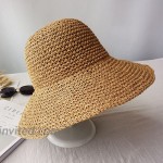 Womens Sun Straw Hat Wide Brim Summer Hat Foldable Roll up Floppy Beach Hats for Women Girl UPF 50+ WS055 at Women’s Clothing store