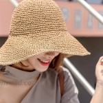 Womens Sun Straw Hat Wide Brim Summer Hat Foldable Roll up Floppy Beach Hats for Women Girl UPF 50+ WS055 at Women’s Clothing store