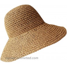 Womens Sun Straw Hat Wide Brim Summer Hat Foldable Roll up Floppy Beach Hats for Women Girl UPF 50+ WS055 at  Women’s Clothing store