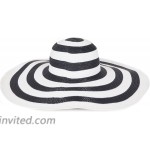 Womens Wide Brim Straw Hat Floppy Beach Sunhat Foldable Summer Cap UPF 50+ 17cm-Stripe at Women’s Clothing store