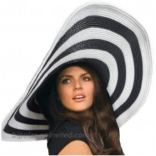 Womens Wide Brim Straw Hat Floppy Beach Sunhat Foldable Summer Cap UPF 50+ 17cm-Stripe at  Women’s Clothing store