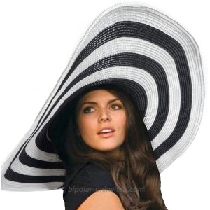 Womens Wide Brim Straw Hat Floppy Beach Sunhat Foldable Summer Cap UPF 50+ 17cm-Stripe at  Women’s Clothing store