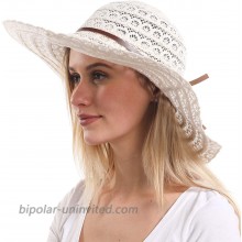 Womens Wide Brim Straw Hat Floppy Foldable Roll up Cap Beach Sun Hat UPF 50+ Beige1 at  Women’s Clothing store