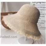 Womens Wide Brim Sun Hat with Wind Lanyard UPF Summer Straw Sun Hats for Women Beige at Women’s Clothing store