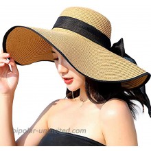 Women's Wide Brim Sun Protection Straw Hat Folable Floppy Hat Summer UV Protection Beach Cap Khaki at  Women’s Clothing store