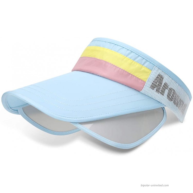 Womens Wide Brim Visor Sun Hat Solar Protection Beach Cap with Retractable Pull Plate Outdoor Light Blue at Women’s Clothing store